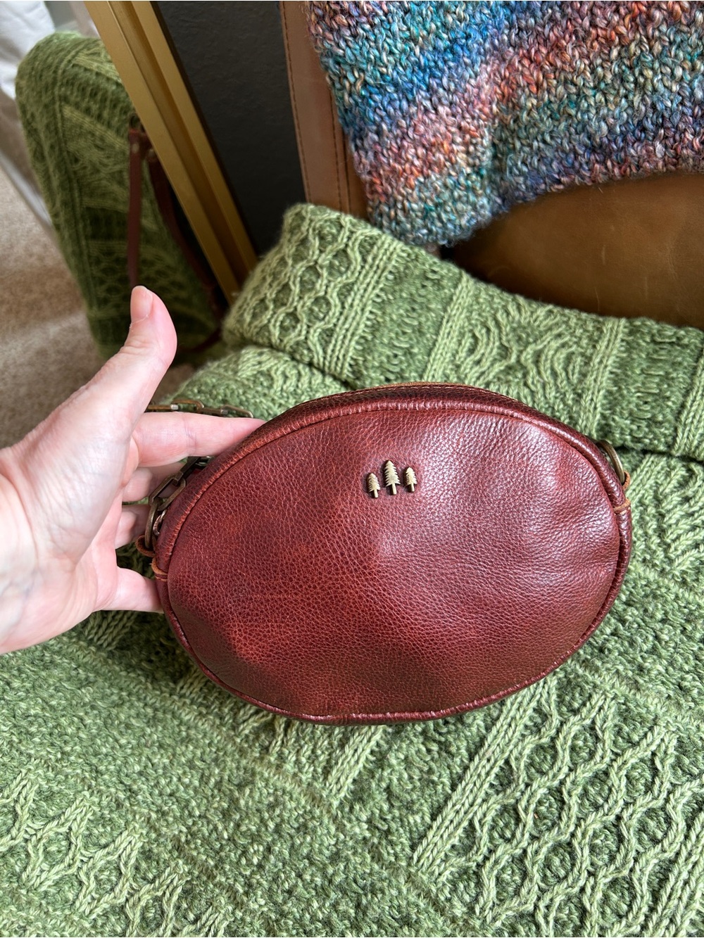 PORTLAND LEATHER Roswell Crossbody in Nutmeg Antique Gold-tone Chain (Retired) - Picture 7 of 13